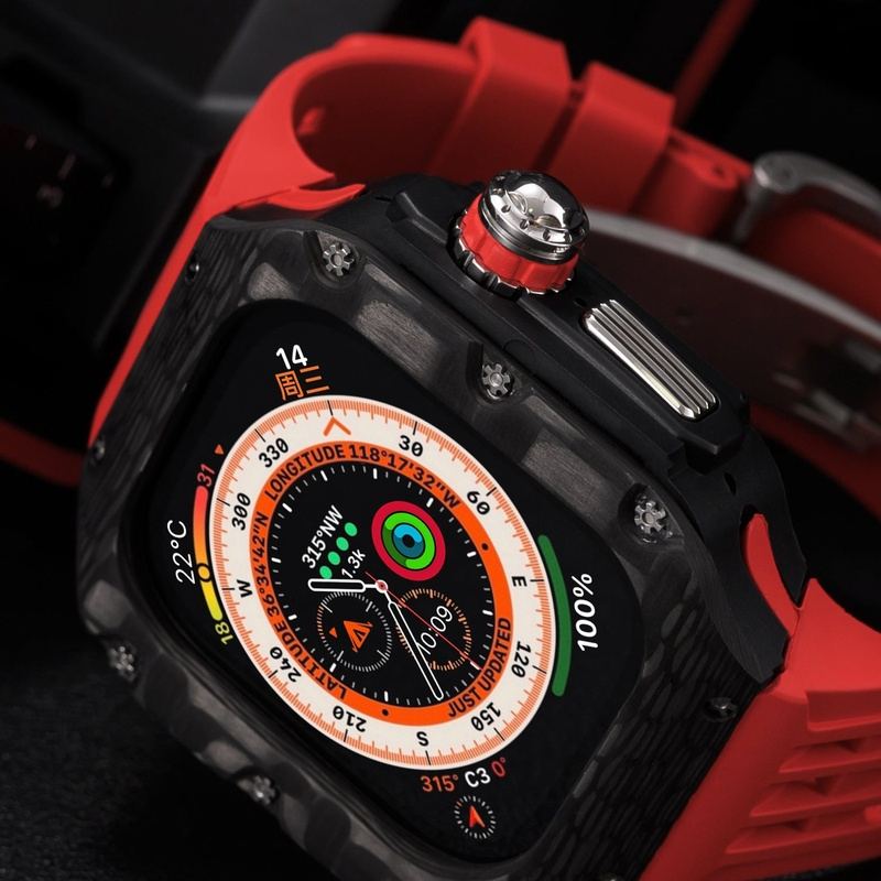 "Mechanical Band" Carbon Fiber One-Piece Fluoroelastomer Case for Apple Watch Ultra