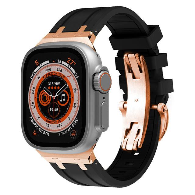 NEW AP Thick Silicone Band With Butterfly Buckle For Apple Watch