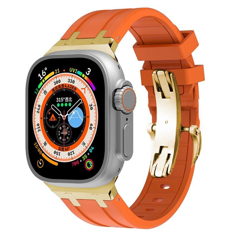 NEW AP Thick Silicone Band With Butterfly Buckle For Apple Watch