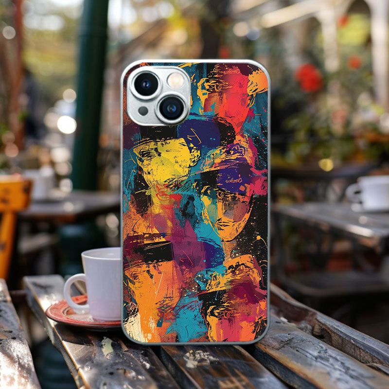 "OilBrushFaceMosaic" Special Designed Glass Material iPhone Case