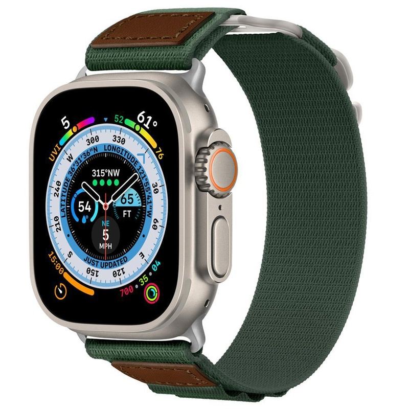 "Outdoor Strap" Alpine Nylon Sport Loop with Leather for Apple Watch