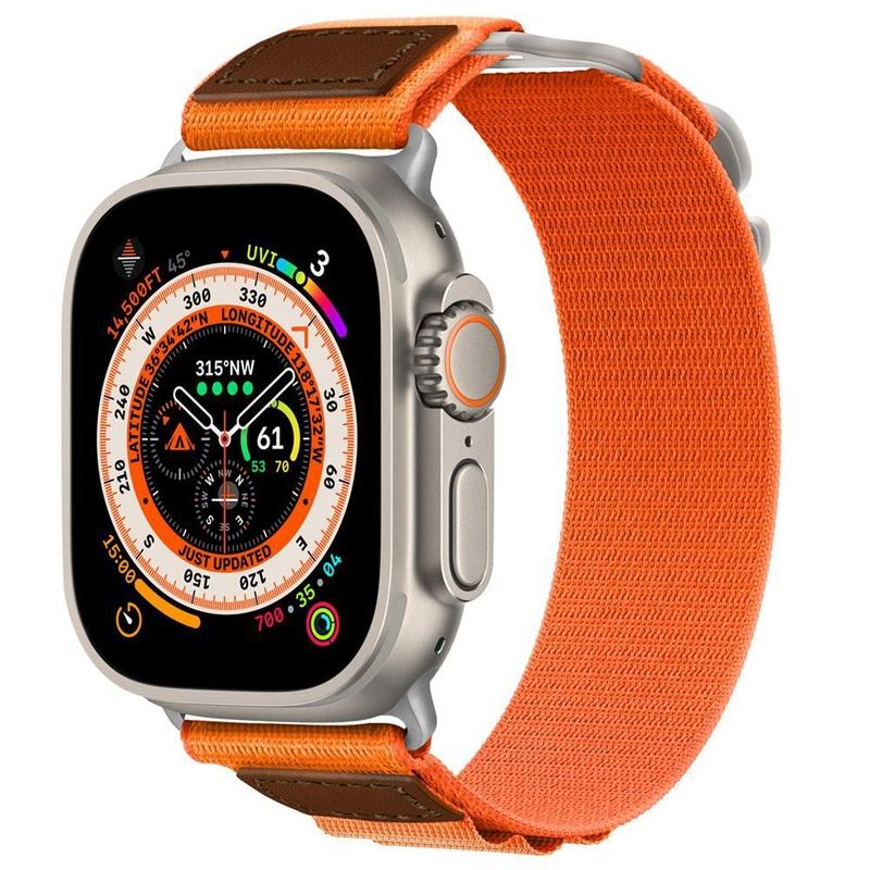 "Outdoor Strap" Alpine Nylon Sport Loop with Leather for Apple Watch