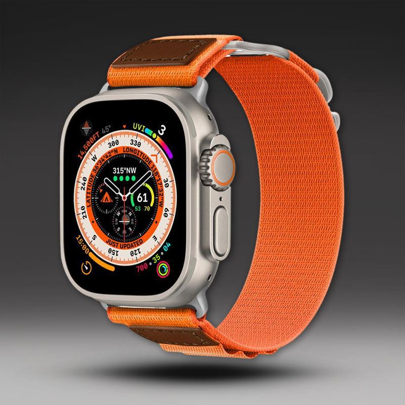 "Outdoor Strap" Alpine Nylon Sport Loop with Leather for Apple Watch