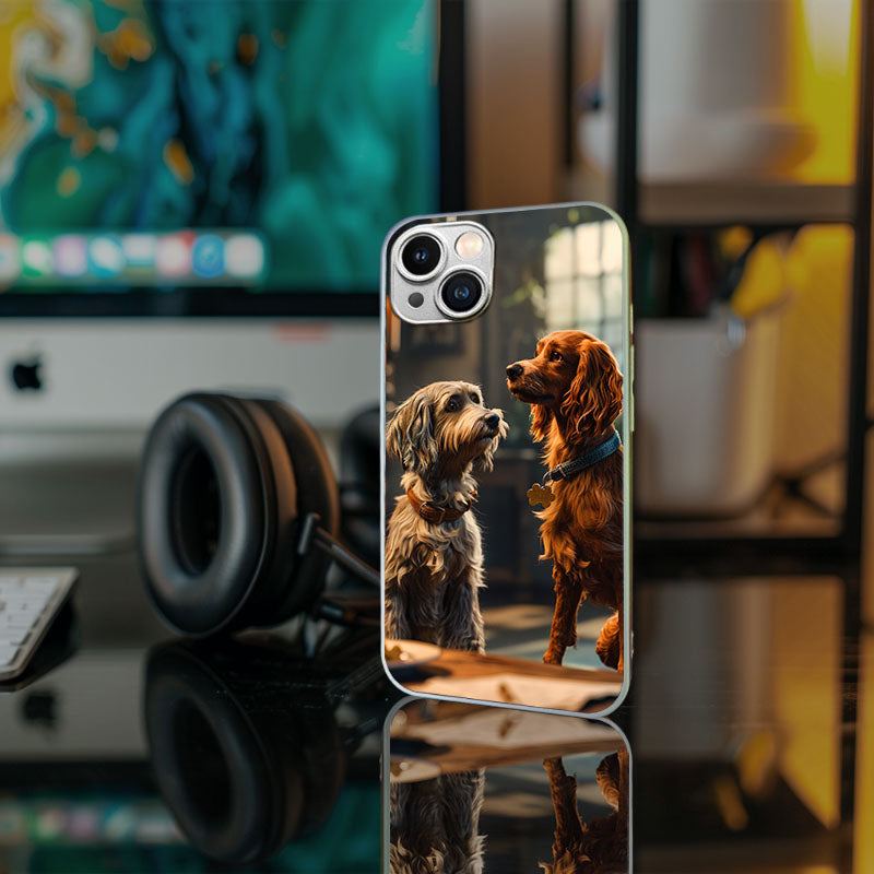 "PawsUpGaze" Special Designed Glass Material iPhone Case