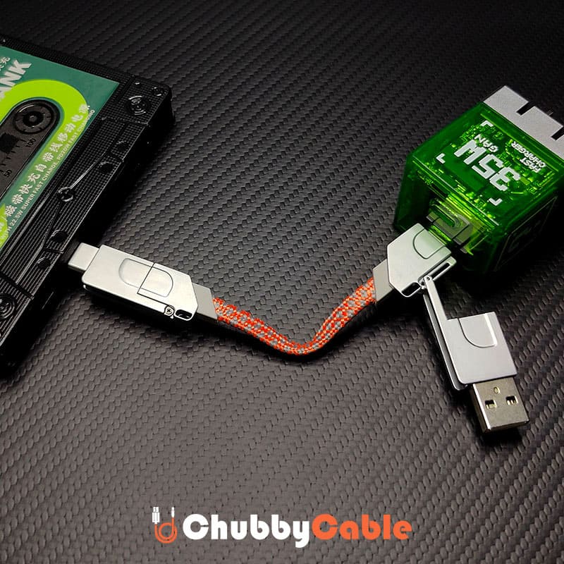 "Portable Chubby" 6-In-1 100W Keychain Fast Charging Cable