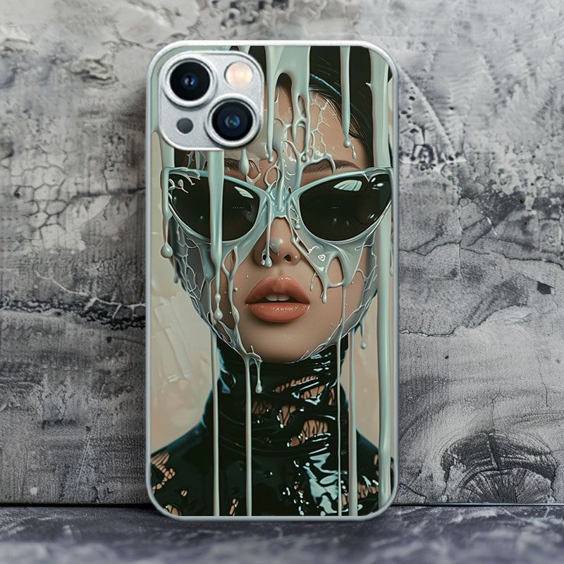 "PunkGraySplatter" Special Designed Glass Material iPhone Case