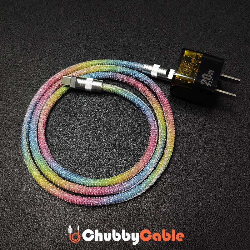 "Rainbow Chubby" Diamond-Encrusted Fast Charging Cable