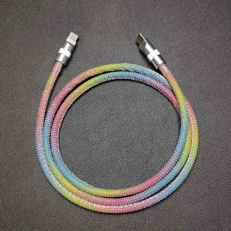 "Rainbow Chubby" Diamond-Encrusted Fast Charging Cable