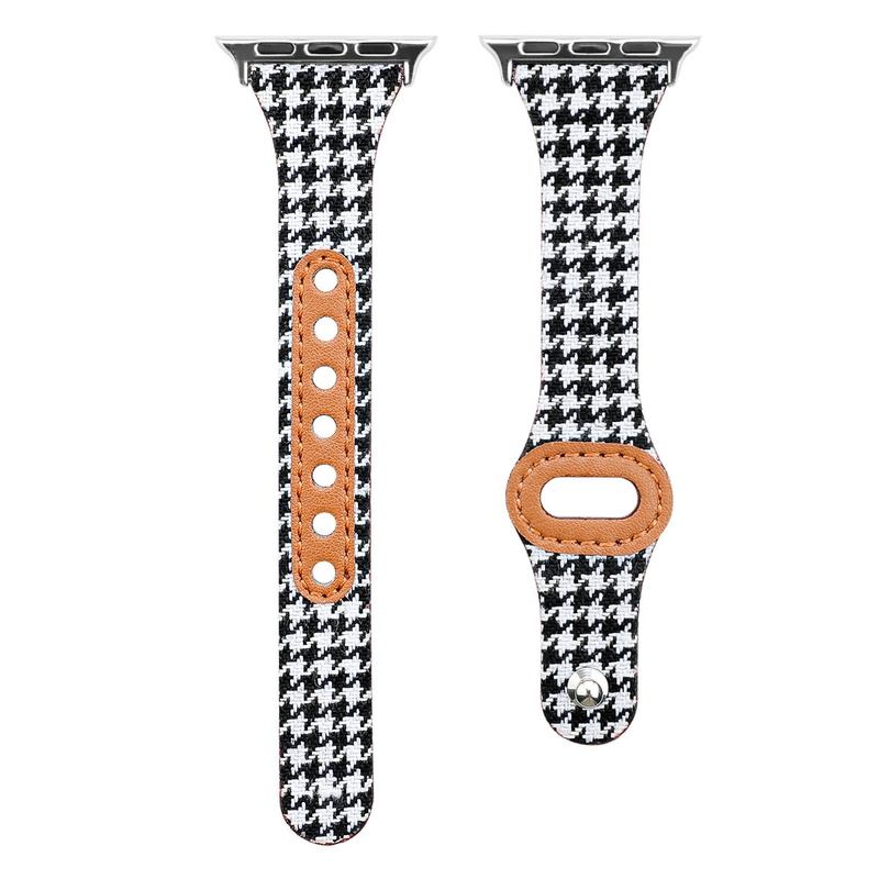 "Retro Plaid" Thin Nylon Band With Stud Buckle For Apple Watch