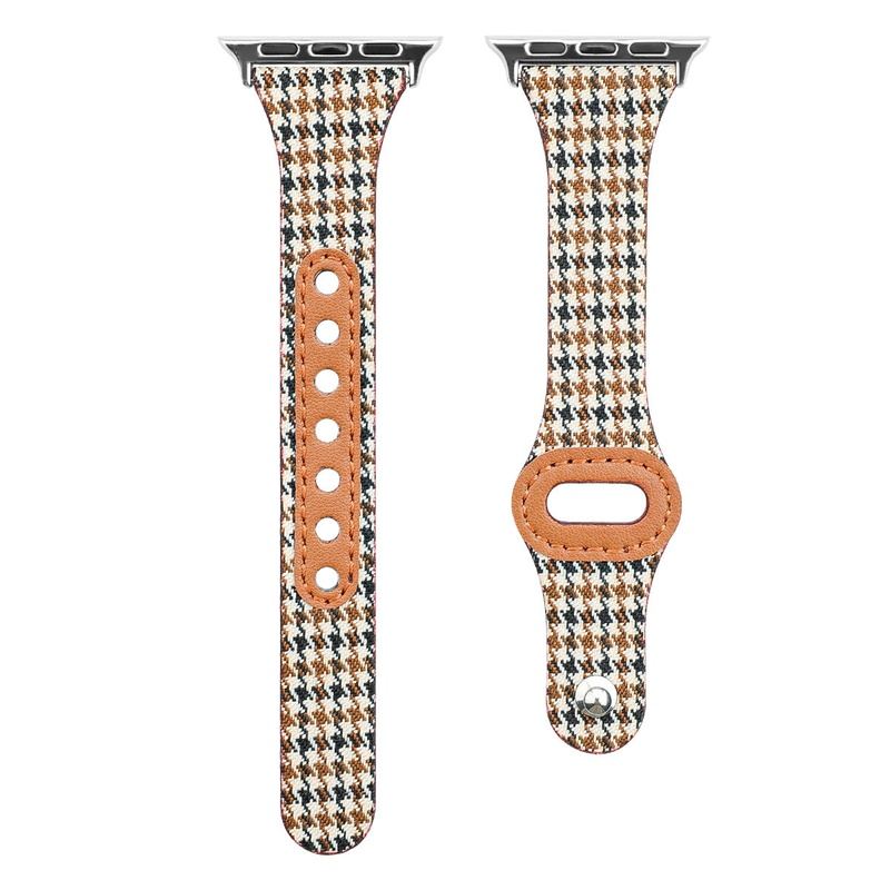 "Retro Plaid" Thin Nylon Band With Stud Buckle For Apple Watch