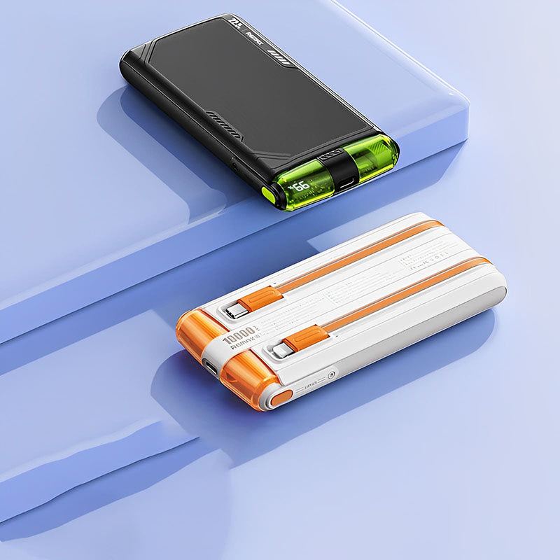 "See through me" 10000mAh Built-In Dual-Wire Digital Display Power Bank