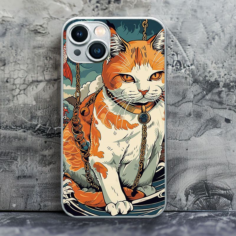 "Shipbound Orange Tabby" Special Designed Glass Material iPhone Case