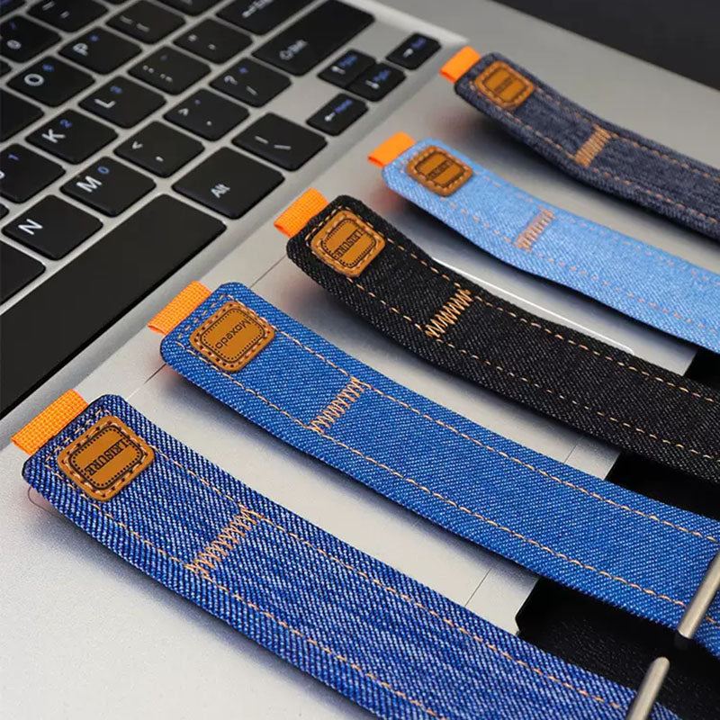 "Sporty Denim" Canvas Woven Velcro Band For Apple Watch