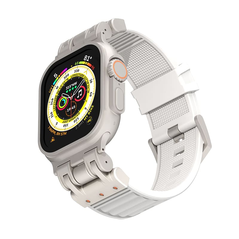 Striped Silicone Band With Zinc Alloy Connector For Apple Watch