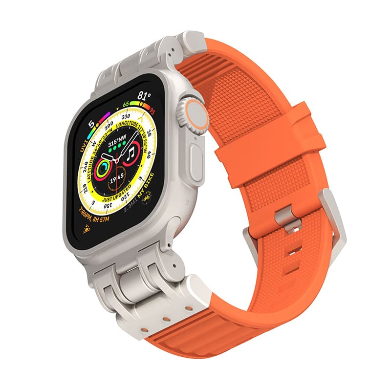 Striped Silicone Band With Zinc Alloy Connector For Apple Watch