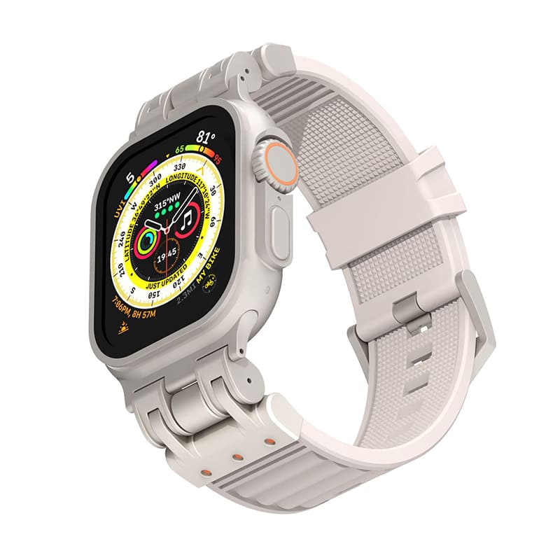 Striped Silicone Band With Zinc Alloy Connector For Apple Watch