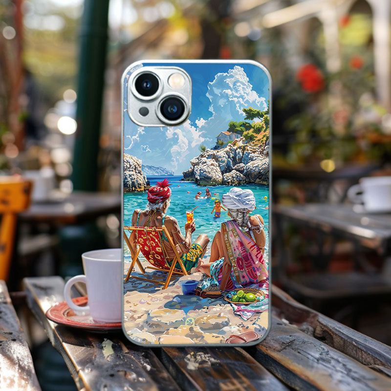 "SunnySeasideSages" Special Designed Glass Material iPhone Case