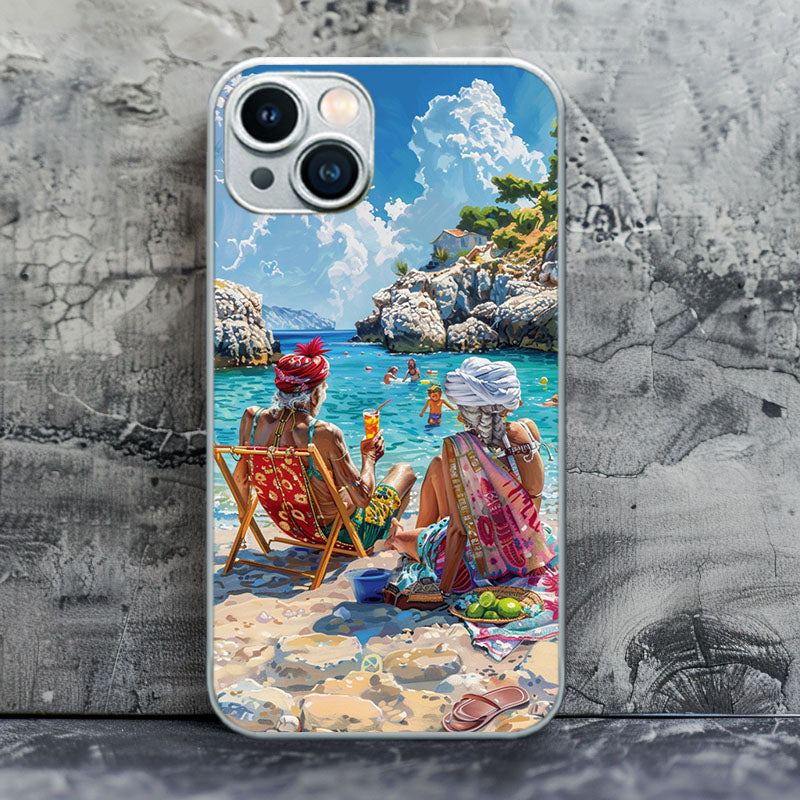 "SunnySeasideSages" Special Designed Glass Material iPhone Case