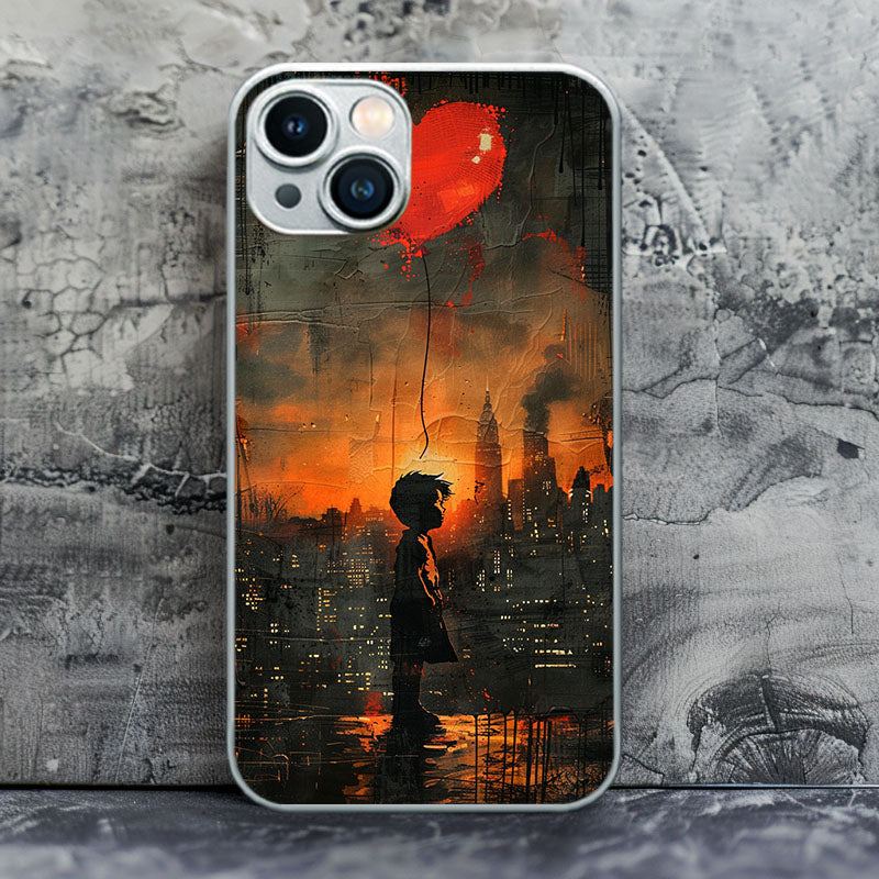 "SunsetBalloonKid" Special Designed Glass Material iPhone Case