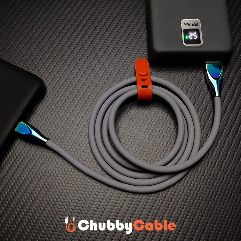 "Thin Chubby" 240W Liquid Silicone Charging Cable With Quenched Colored Connector