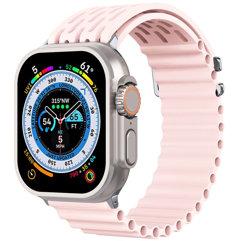 Wave Pattern Horizontal Silicone Breathable Watch Band For Apple Watch