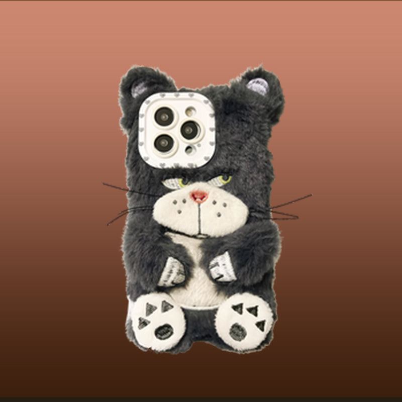 "Winter Edition" Plush Quirky Cat Full-Wrap Anti-drop Phone Case