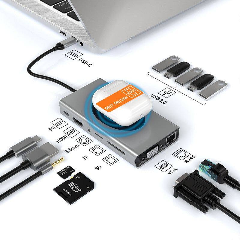 "Cyber" Wireless Charging USB 3.0 HUB Dock