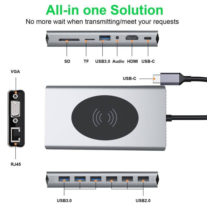 "Cyber" Wireless Charging USB 3.0 HUB Dock